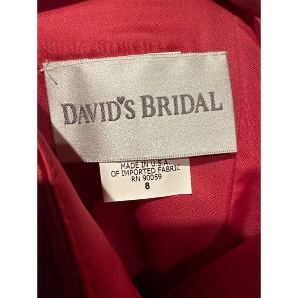 NWT David's Bridal strapless A line satin column maxi gown watermellon 8 - Picture 11 of 15